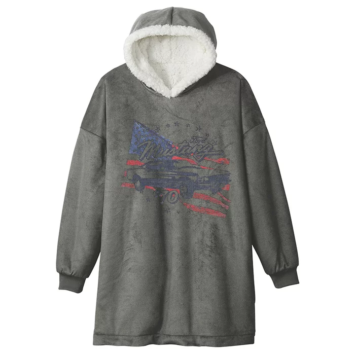 F.O.R.D Mustang 70 American Flag Hooded Wearable Blanket