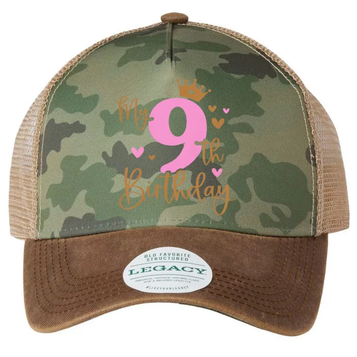 Funny My 9th Birthday 9 Years Old Bday Party Matching Legacy Tie Dye Trucker Hat