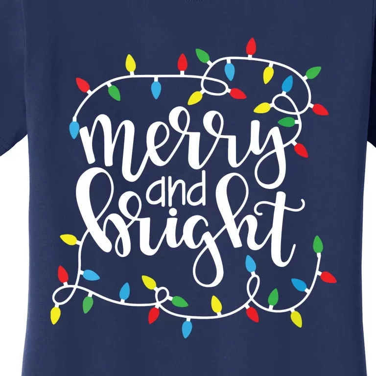 Funny Merry And Bright Christmas Lights Xmas Holiday Short Sleeve Women's T-Shirt