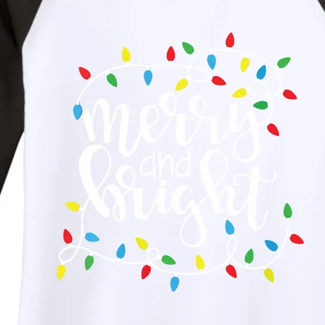 Funny Merry And Bright Christmas Lights Xmas Holiday Short Sleeve Women's Tri-Blend 3/4-Sleeve Raglan Shirt