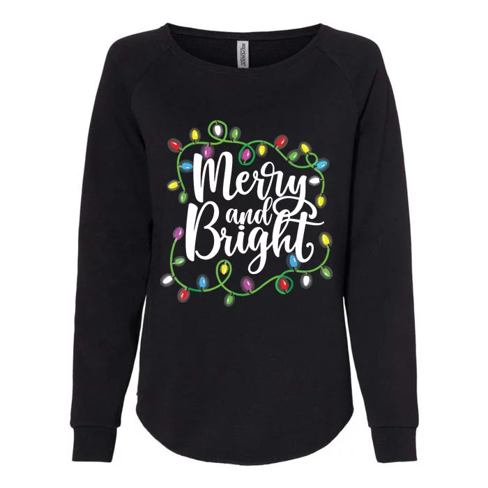 Funny Merry And Bright Christmas Lights Xmas Holiday Short Sleeve Womens California Wash Sweatshirt