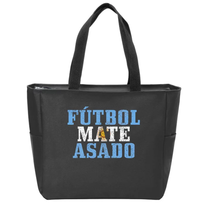 Futbol Mate Asado Argentina Argentinian Flag Pride Zip Tote Bag