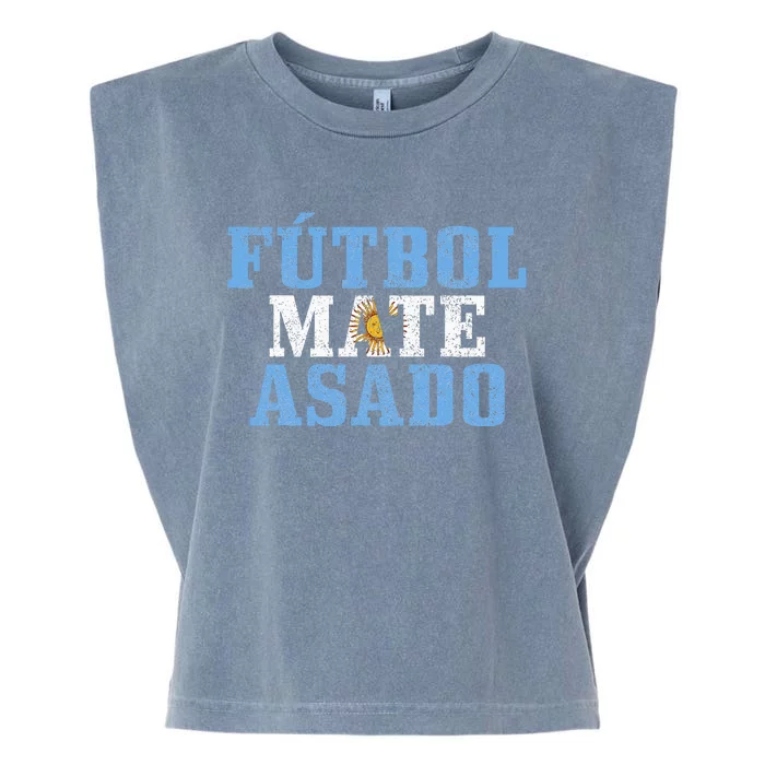 Futbol Mate Asado Argentina Argentinian Flag Pride Garment-Dyed Women's Muscle Tee