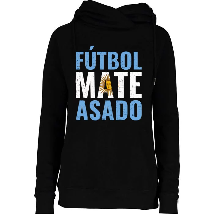 Futbol Mate Asado, Argentina Womens Funnel Neck Pullover Hood