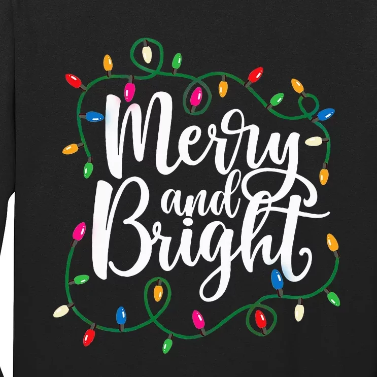 Funny Merry and Bright Christmas Lights Xmas Holiday Long Sleeve Shirt