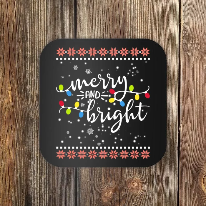 Funny Merry And Bright Christmas Lights Xmas Holiday Family Pjs Coaster