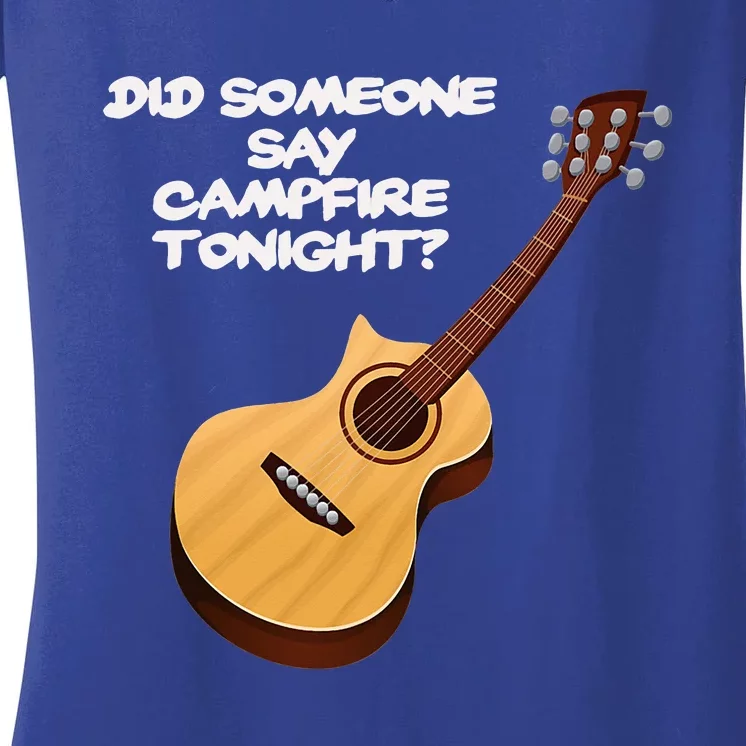 Funny Music Acoustic Guitar Campfire Women's V-Neck T-Shirt