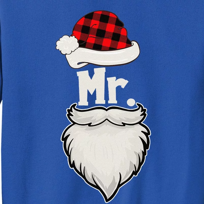 Funny Mr And Mrs Claus Couples Matching Christmas Santa Red Plaid Tall Sweatshirt