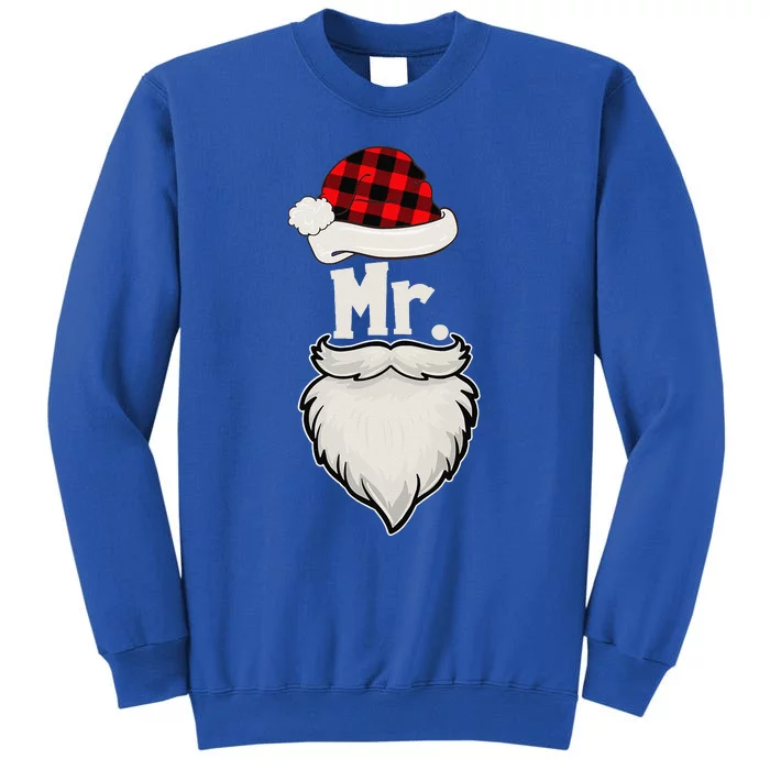 Funny Mr And Mrs Claus Couples Matching Christmas Santa Red Plaid Tall Sweatshirt