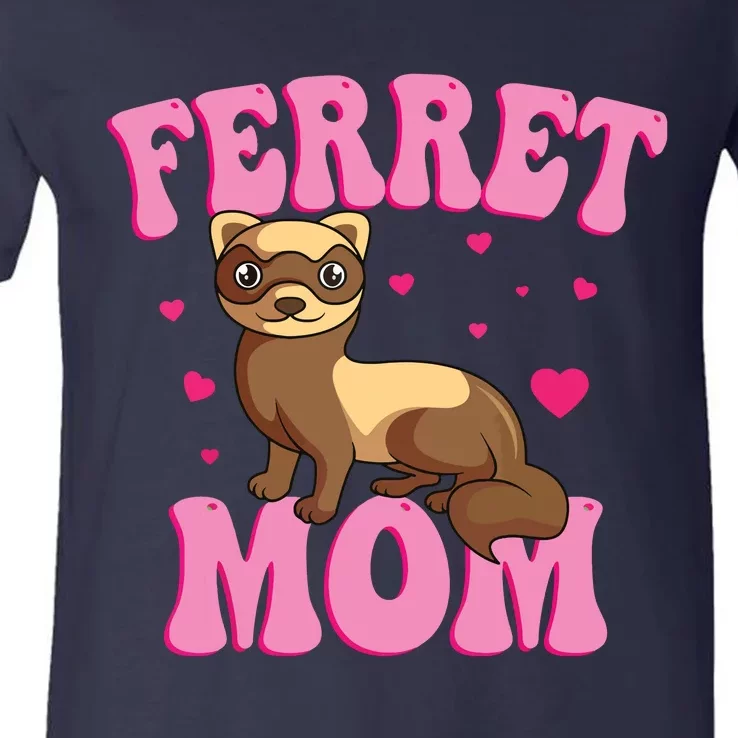 Ferret Mom Animal Lover Mothers Day V-Neck T-Shirt