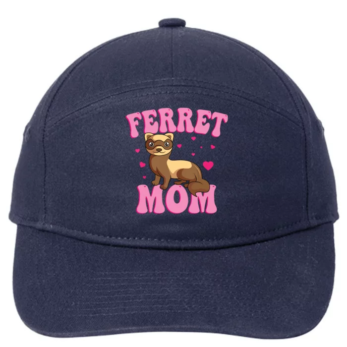 Ferret Mom Animal Lover Mothers Day 7-Panel Snapback Hat