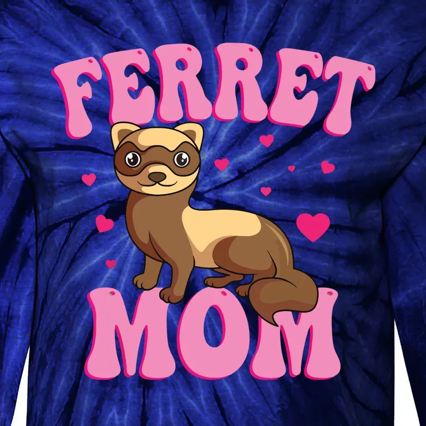 Ferret Mom Animal Lover Mothers Day Tie-Dye Long Sleeve Shirt