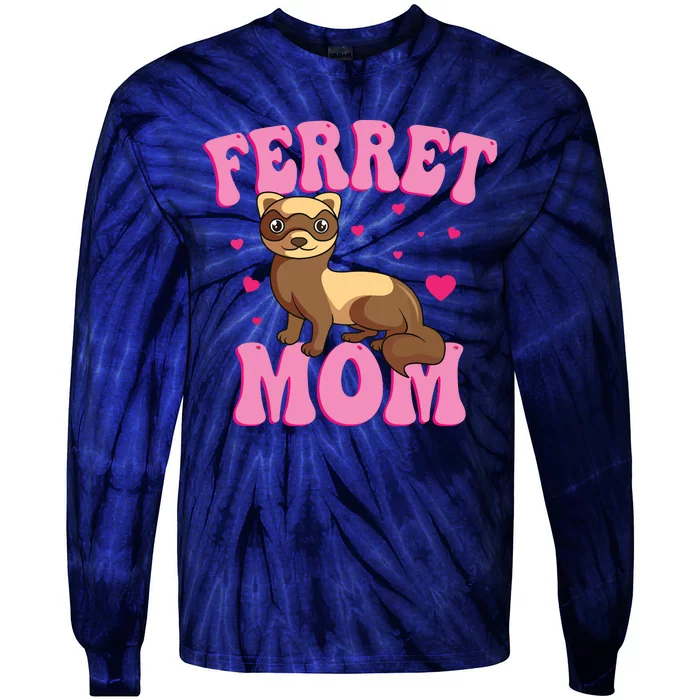 Ferret Mom Animal Lover Mothers Day Tie-Dye Long Sleeve Shirt