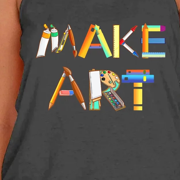 Funny Make Art For Art Class Teacher Student Painter Artist Women's Knotted Racerback Tank