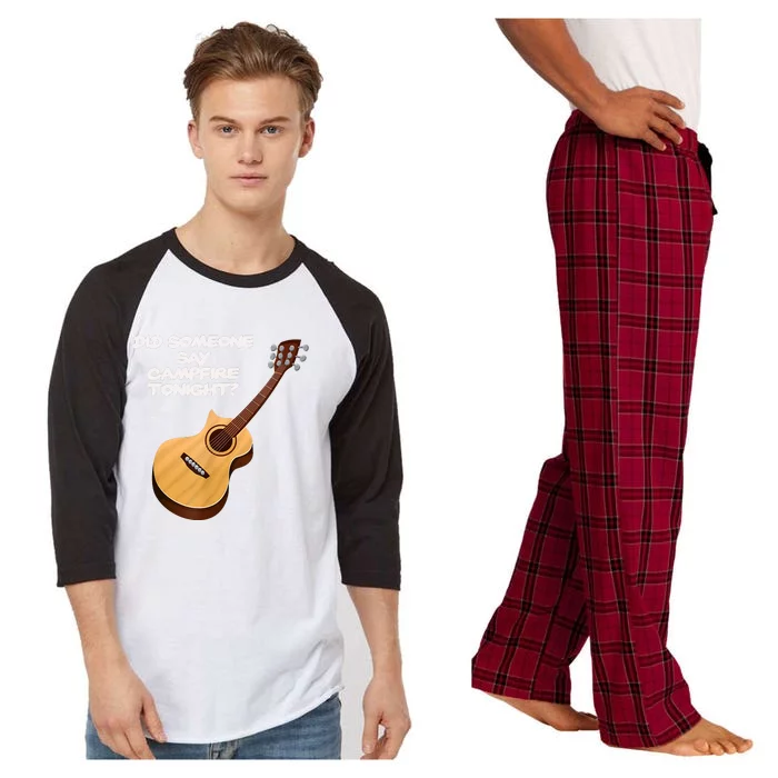 Funny Music Acoustic Guitar Campfire Raglan Sleeve Pajama Set