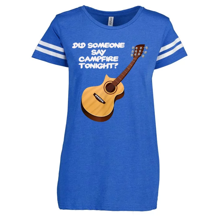 Funny Music Acoustic Guitar Campfire Enza Ladies Jersey Football T-Shirt