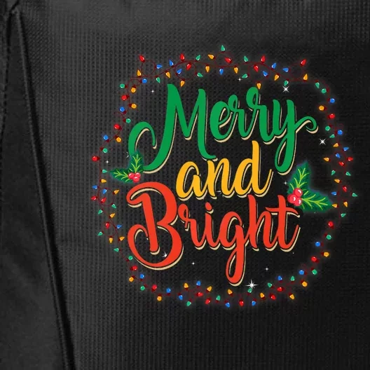 Funny Merry And Bright Christmas Lights Family Xmas Holidays Premium City Backpack