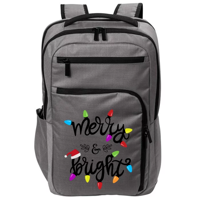 Funny Merry And Bright Christmas Lights Gift Impact Tech Backpack