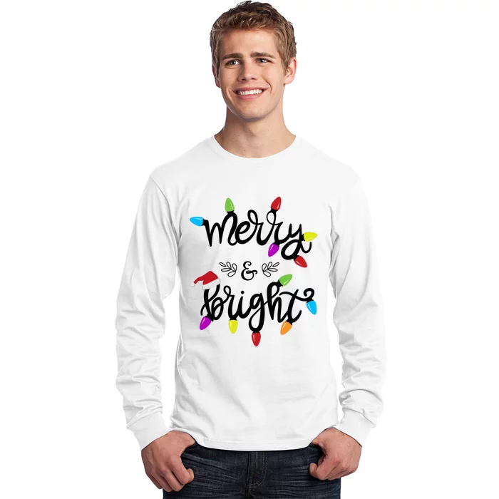 Funny Merry And Bright Christmas Lights Gift Long Sleeve Shirt