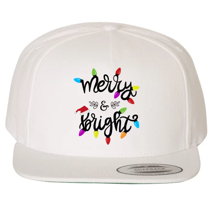 Funny Merry And Bright Christmas Lights Gift Wool Snapback Cap