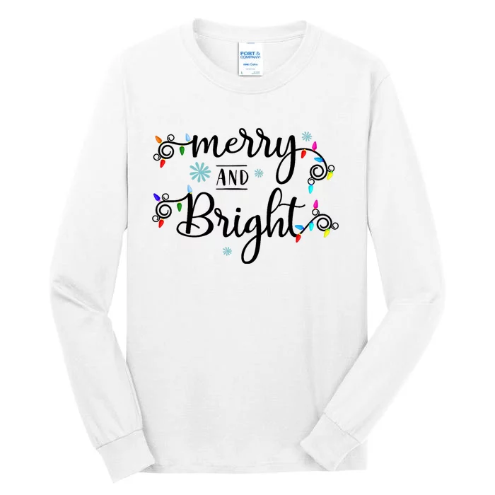 Funny Merry And Bright Christmas Lights Tall Long Sleeve T-Shirt