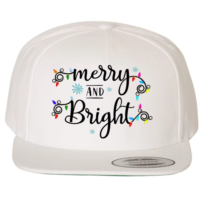 Funny Merry And Bright Christmas Lights Wool Snapback Cap