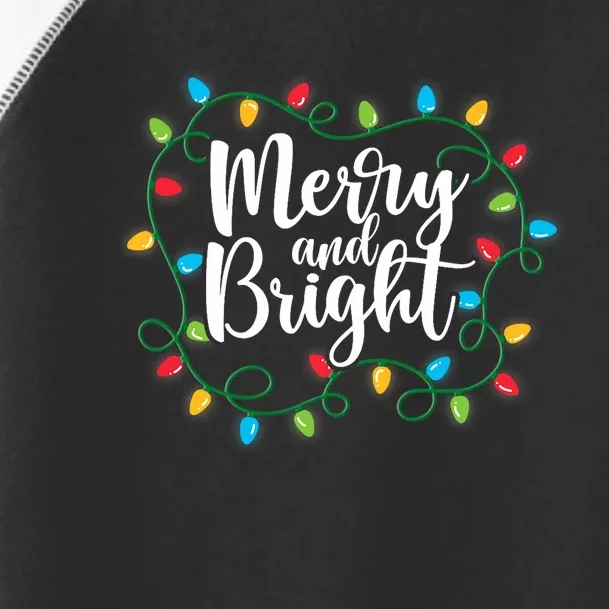 Funny Merry And Bright Christmas Lights Xmas Holiday Pajamas Toddler Fine Jersey T-Shirt