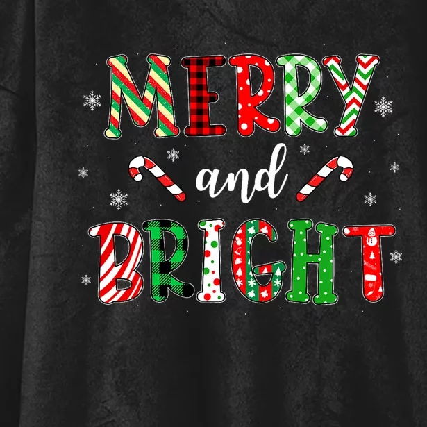 Funny Merry And Bright Christmas Lights Xmas Holiday Hooded Wearable Blanket