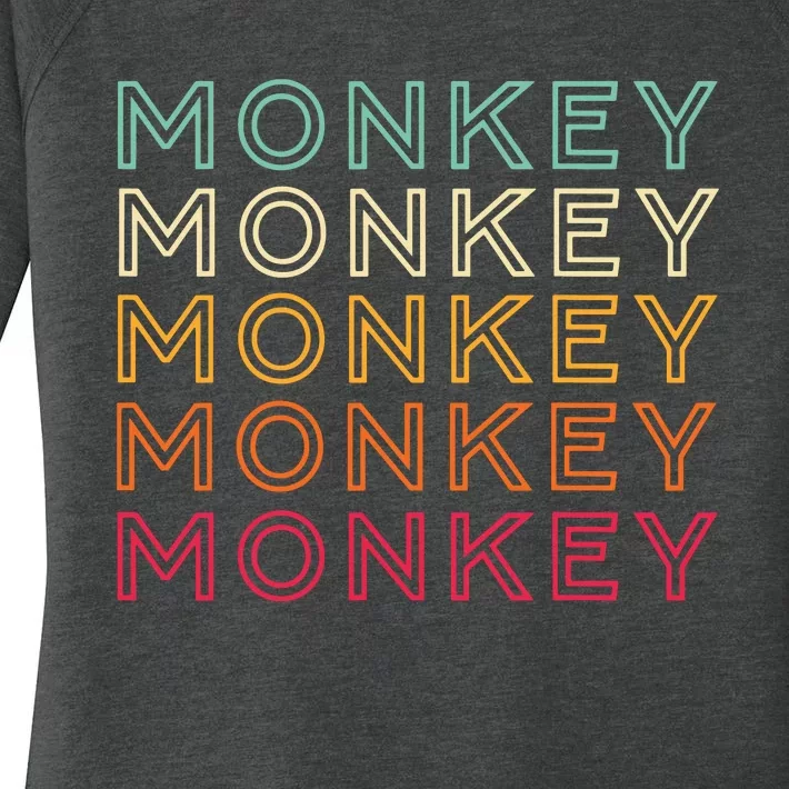 Funny Monkey Ape Gorilla Retro Monkey Women's Perfect Tri Tunic Long Sleeve Shirt