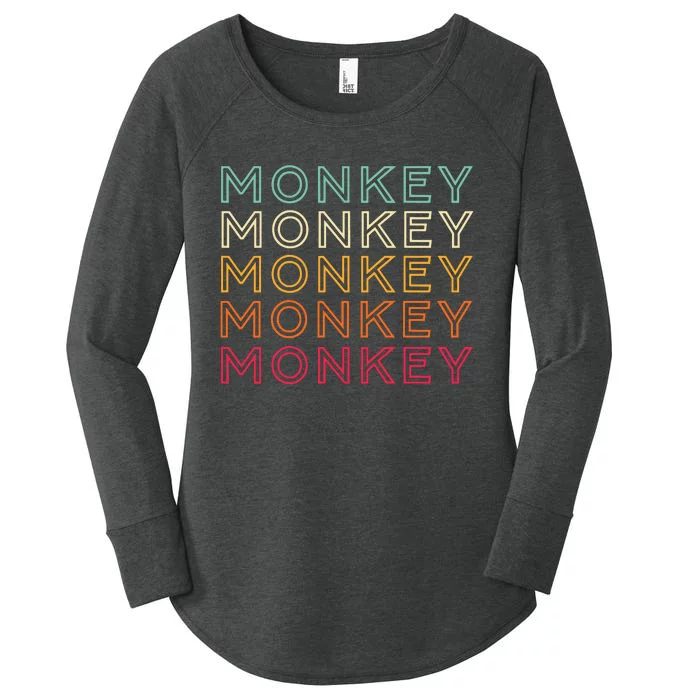 Funny Monkey Ape Gorilla Retro Monkey Women's Perfect Tri Tunic Long Sleeve Shirt