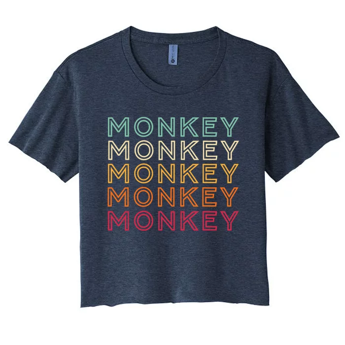 Funny Monkey Ape Gorilla Retro Monkey Women's Crop Top Tee