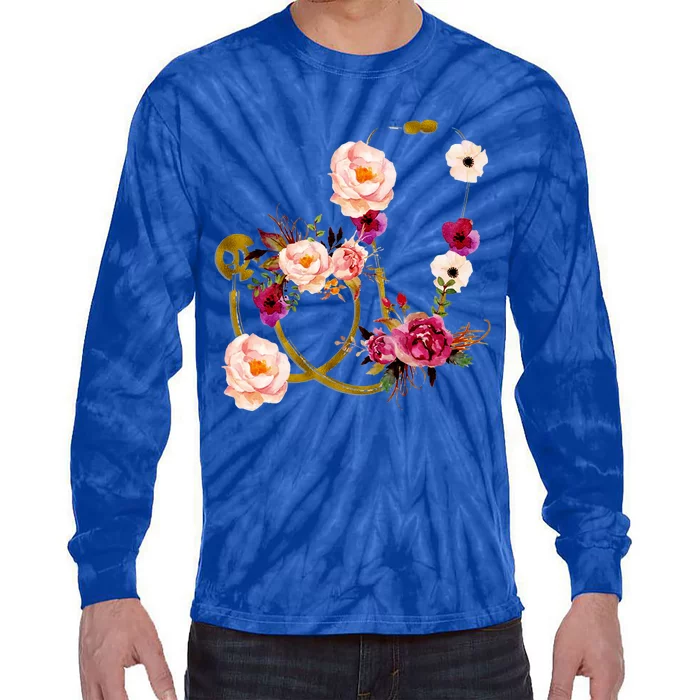 Floral Medical Art Stethoscope Nurse Doctor Assistant Gift Funny Gift Tie-Dye Long Sleeve Shirt