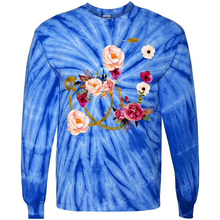 Floral Medical Art Stethoscope Nurse Doctor Assistant Gift Funny Gift Tie-Dye Long Sleeve Shirt