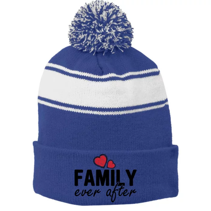 Family Matching Adoption Dad Mom Family Ever After Gift Stripe Pom Pom Beanie