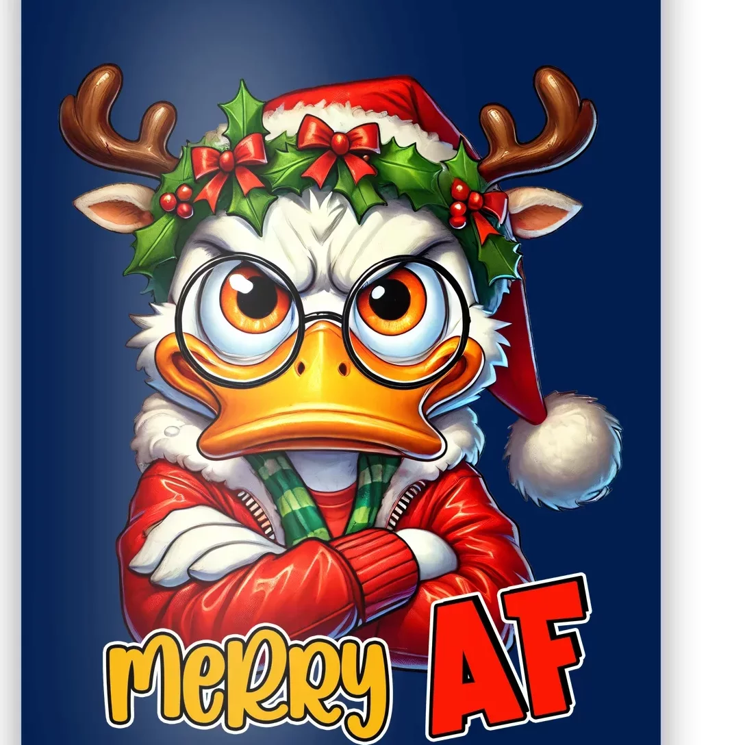 Funny Merry Af Sarcastic Grumpy Duck Christmas Poster