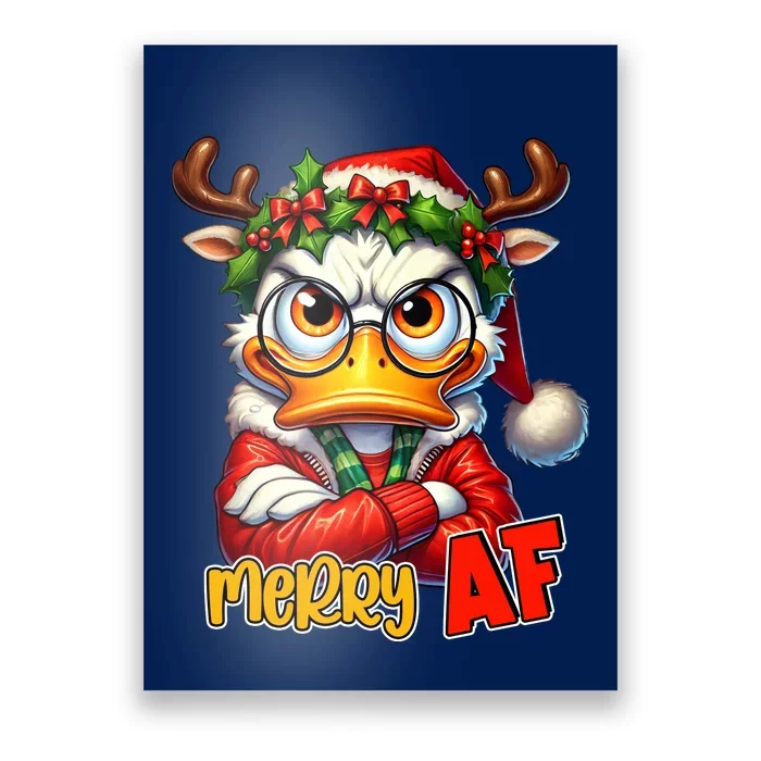 Funny Merry Af Sarcastic Grumpy Duck Christmas Poster