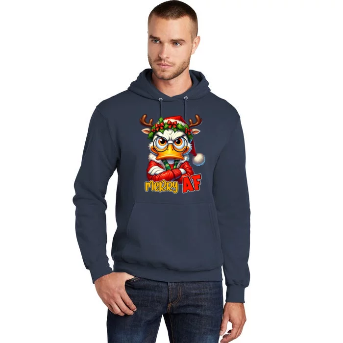 Funny Merry Af Sarcastic Grumpy Duck Christmas Tall Hoodie