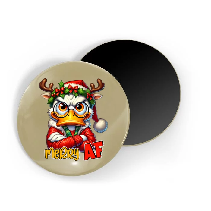 Funny Merry Af Sarcastic Grumpy Duck Christmas Magnet