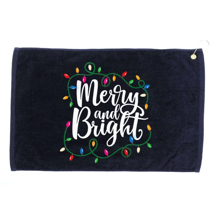 Funny Merry And Bright Christmas Lights Xmas Holiday Grommeted Golf Towel