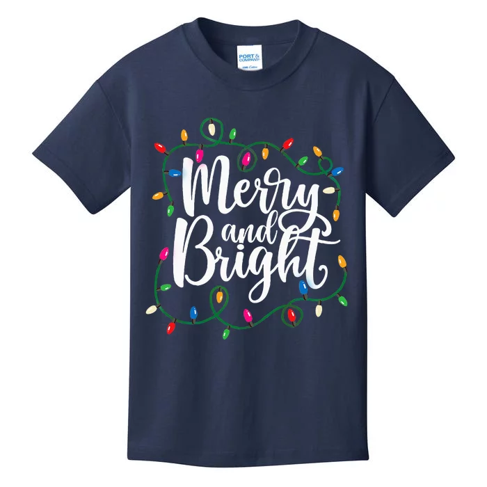 Funny Merry And Bright Christmas Lights Xmas Holiday Kids T-Shirt