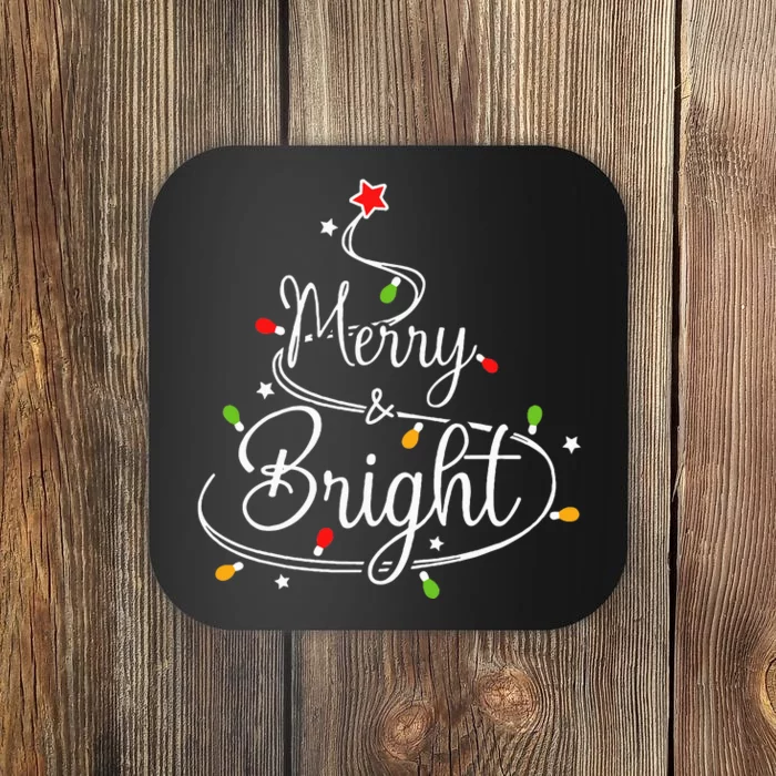 Funny Merry And Bright Christmas Lights Xmas Holiday Coaster