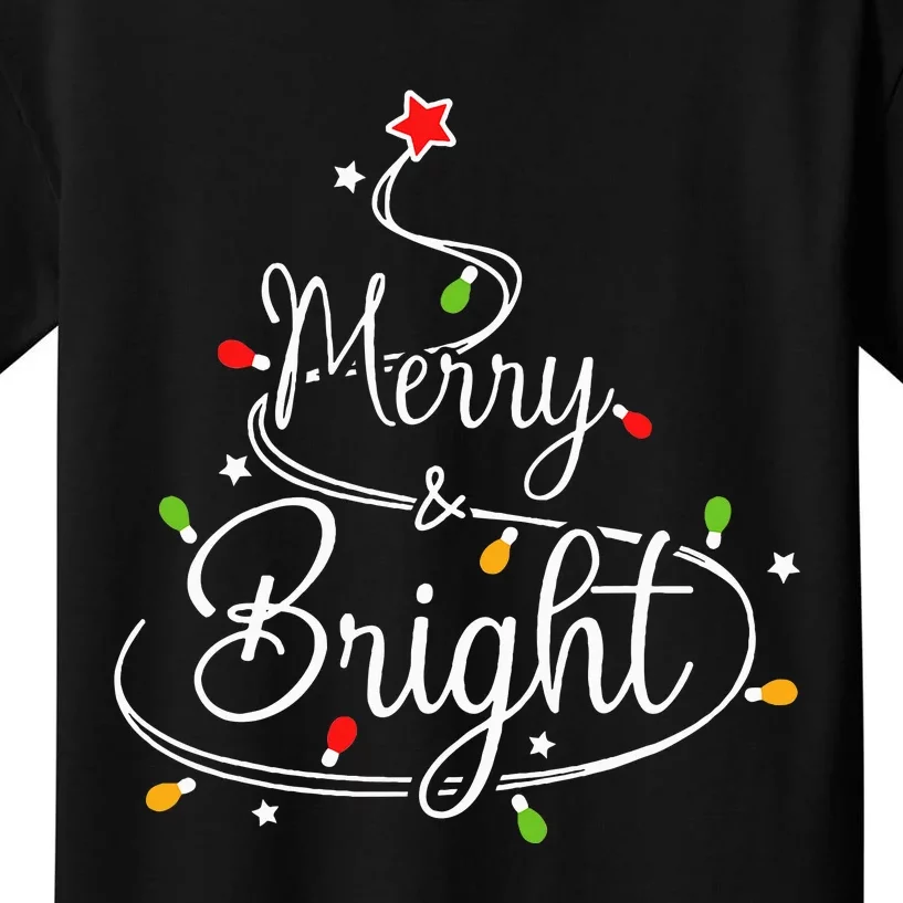 Funny Merry And Bright Christmas Lights Xmas Holiday Kids T-Shirt