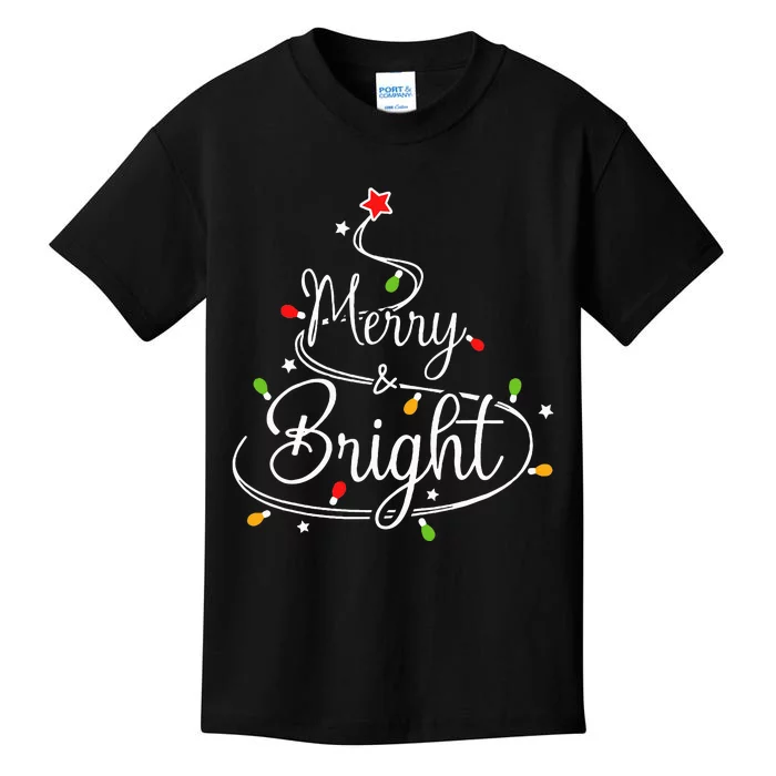 Funny Merry And Bright Christmas Lights Xmas Holiday Kids T-Shirt