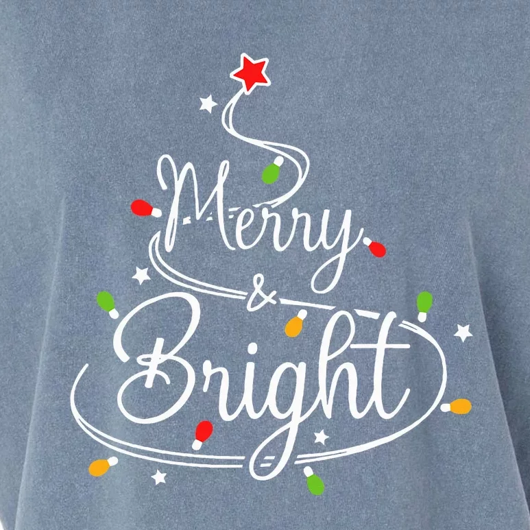 Funny Merry And Bright Christmas Lights Xmas Holiday Garment-Dyed Women's Muscle Tee