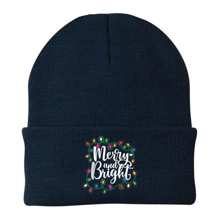 Funny Merry And Bright Christmas Lights Xmas Holiday Knit Cap Winter Beanie