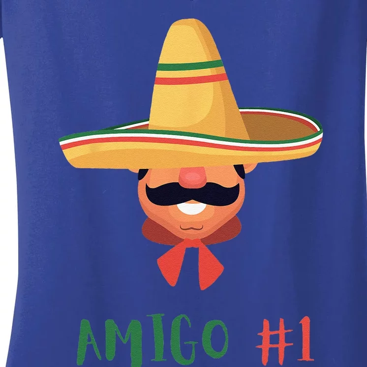 Funny Mexican Amigo 1 Group Matching DIY Halloween Costume Women's V-Neck T-Shirt