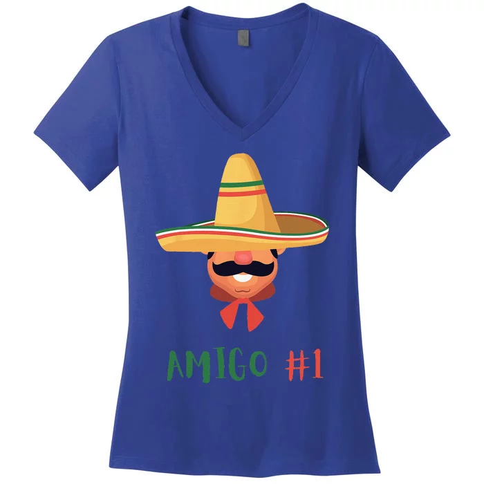 Funny Mexican Amigo 1 Group Matching DIY Halloween Costume Women's V-Neck T-Shirt