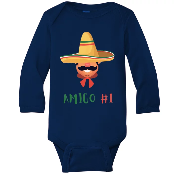 Funny Mexican Amigo 1 Group Matching DIY Halloween Costume Baby Long Sleeve Bodysuit