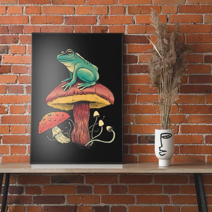 Frog Mushroom Animal Motif Woman Man Mushrooms Animal Poster