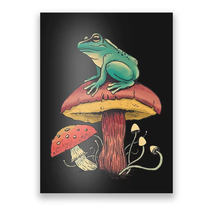 Frog Mushroom Animal Motif Woman Man Mushrooms Animal Poster